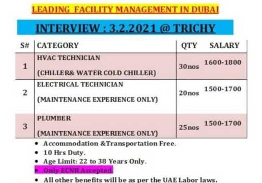 Jobs in dubai - For a leading facility management company
